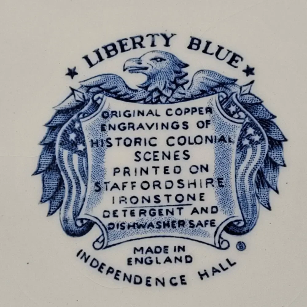 Staffordshire Vintage Liberty Blue 1776 Colonial Transferware 2 Dinner Plate 2-5